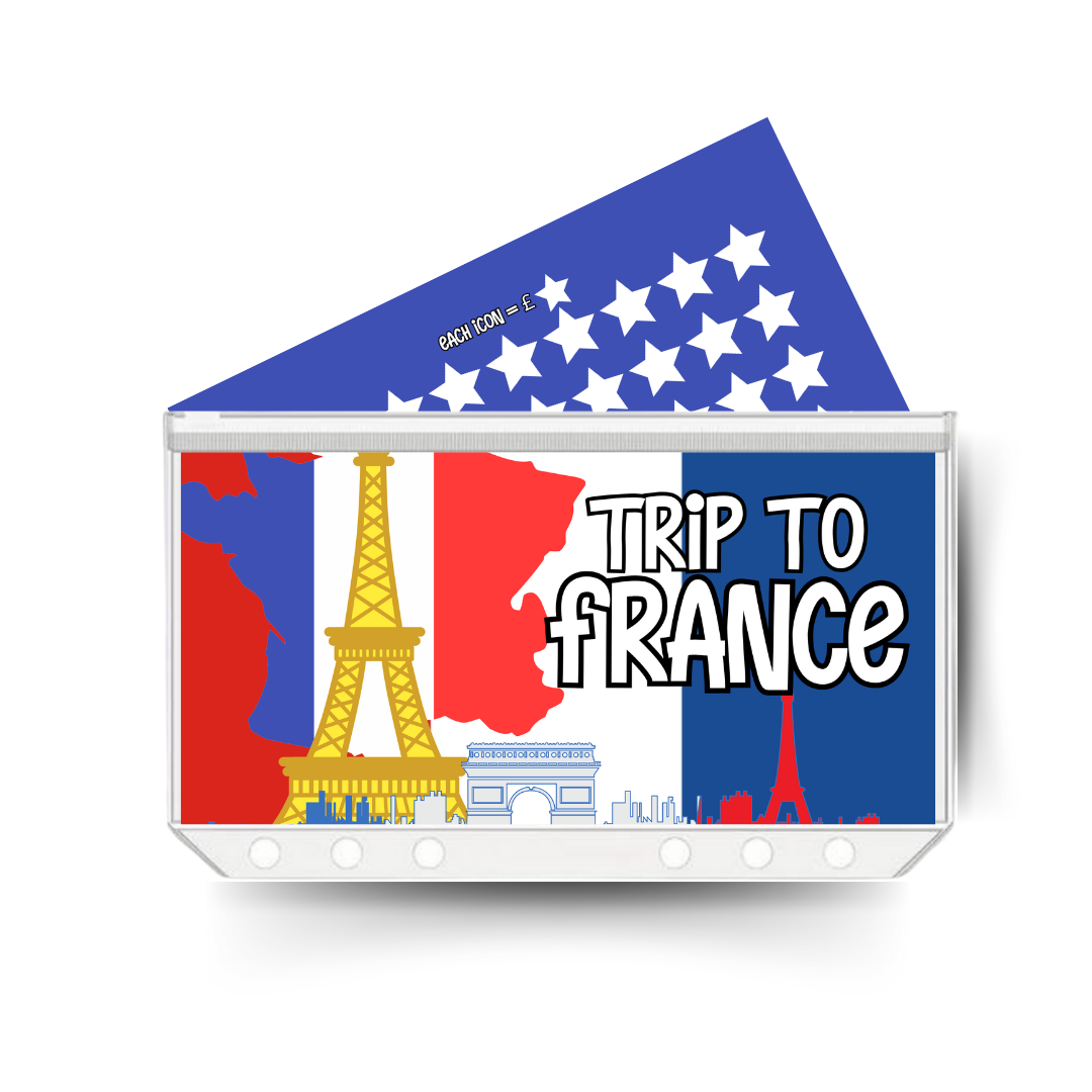 FRANCE display insert, savings tracker and clear twin pocket cash envelope