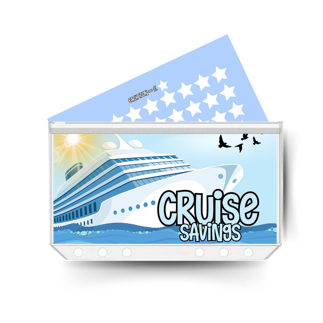 CRUISE display insert, savings tracker and clear twin pocket cash envelope