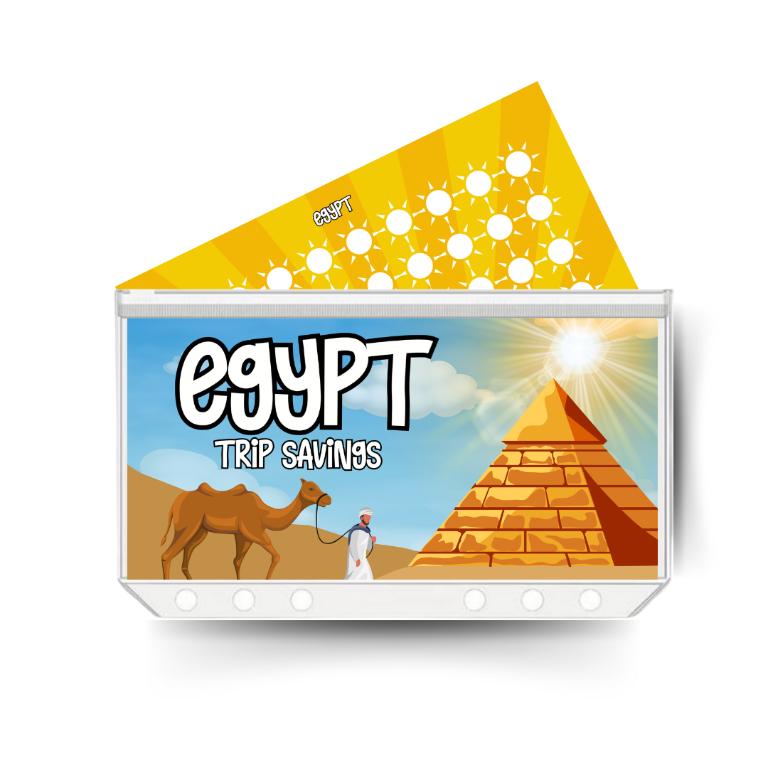 EGYPT display insert, savings tracker and clear twin pocket cash envelope